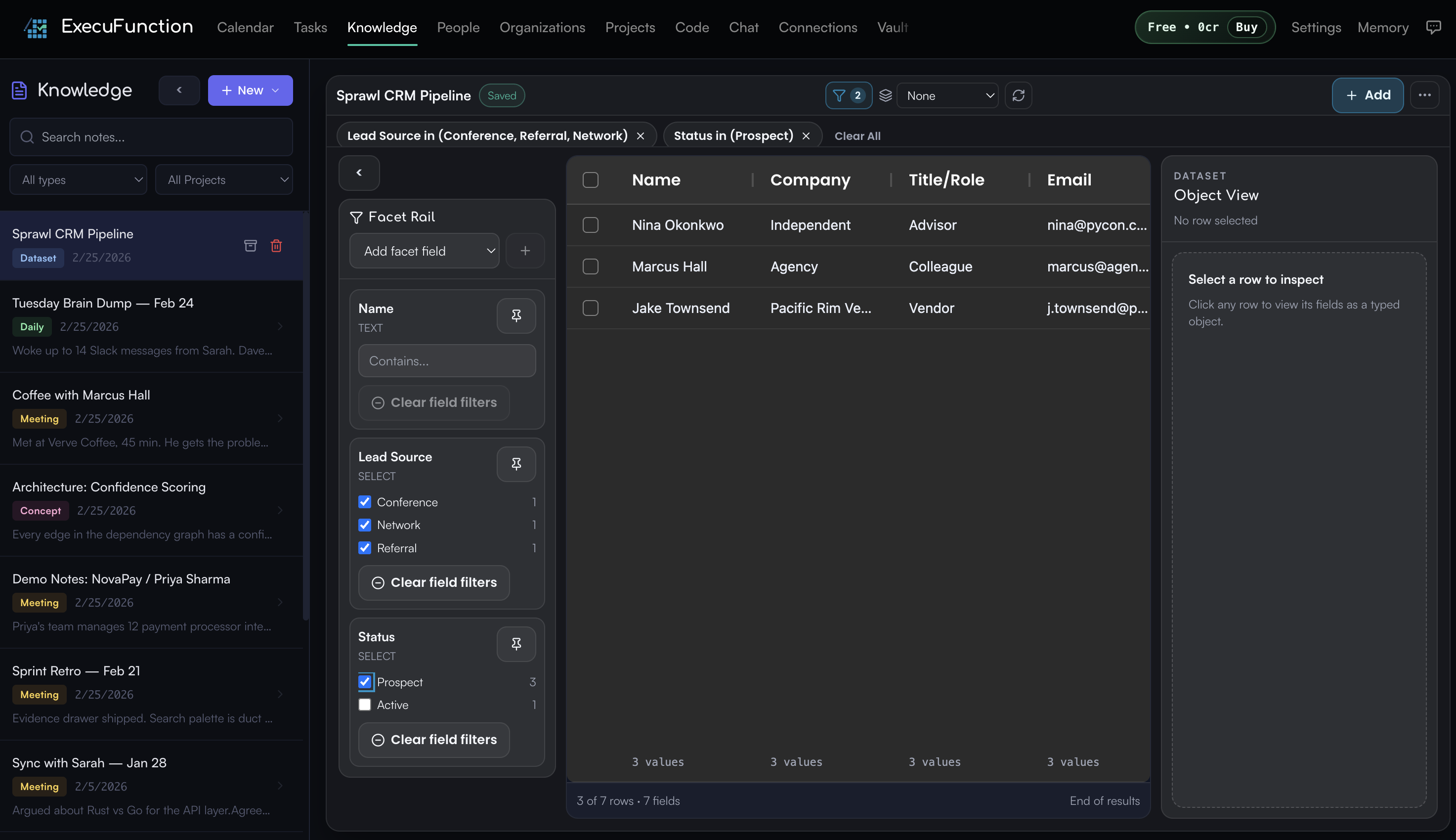 Knowledge base with faceted dataset search and structured data